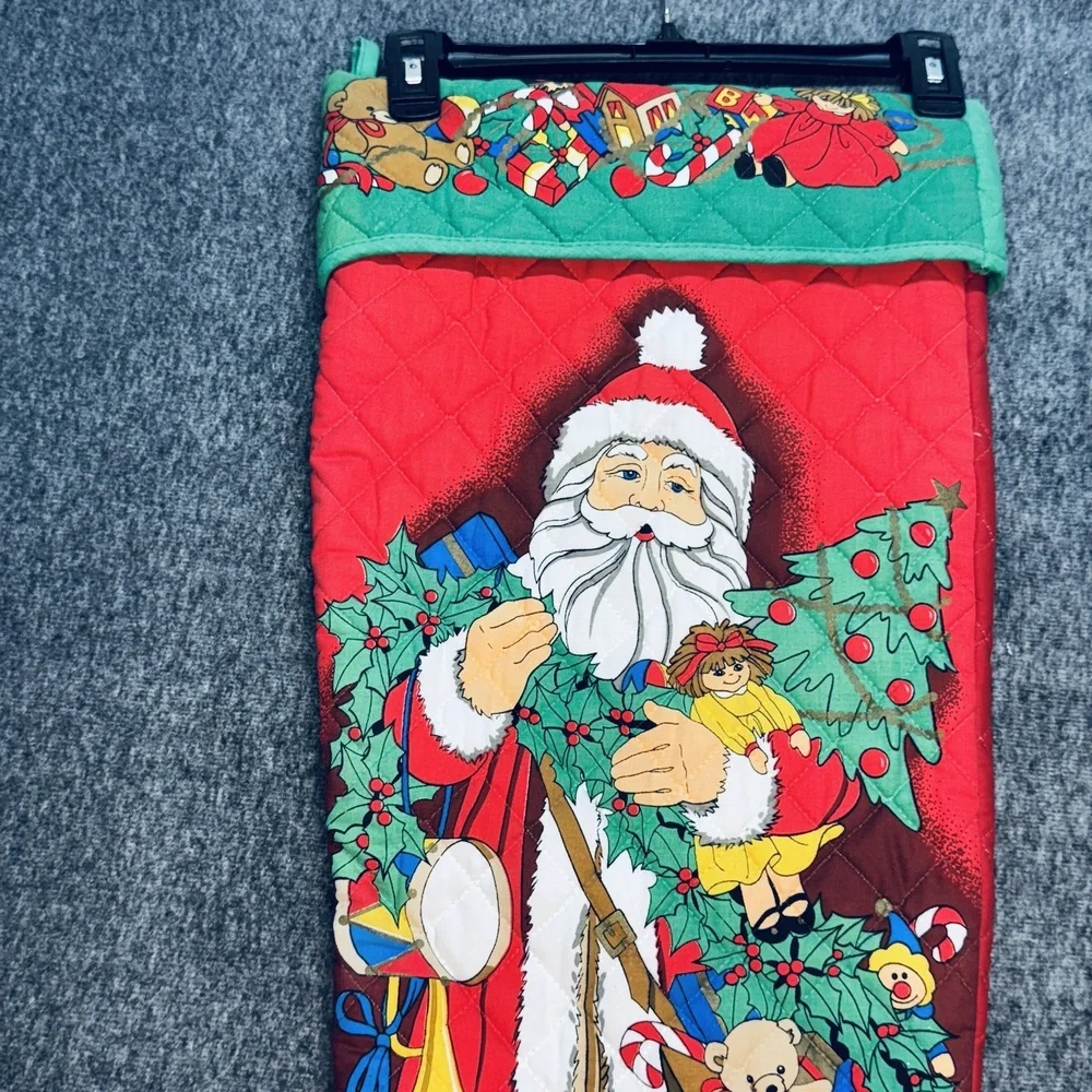 Vintage Quilted Santa Christmas Stocking Large 33